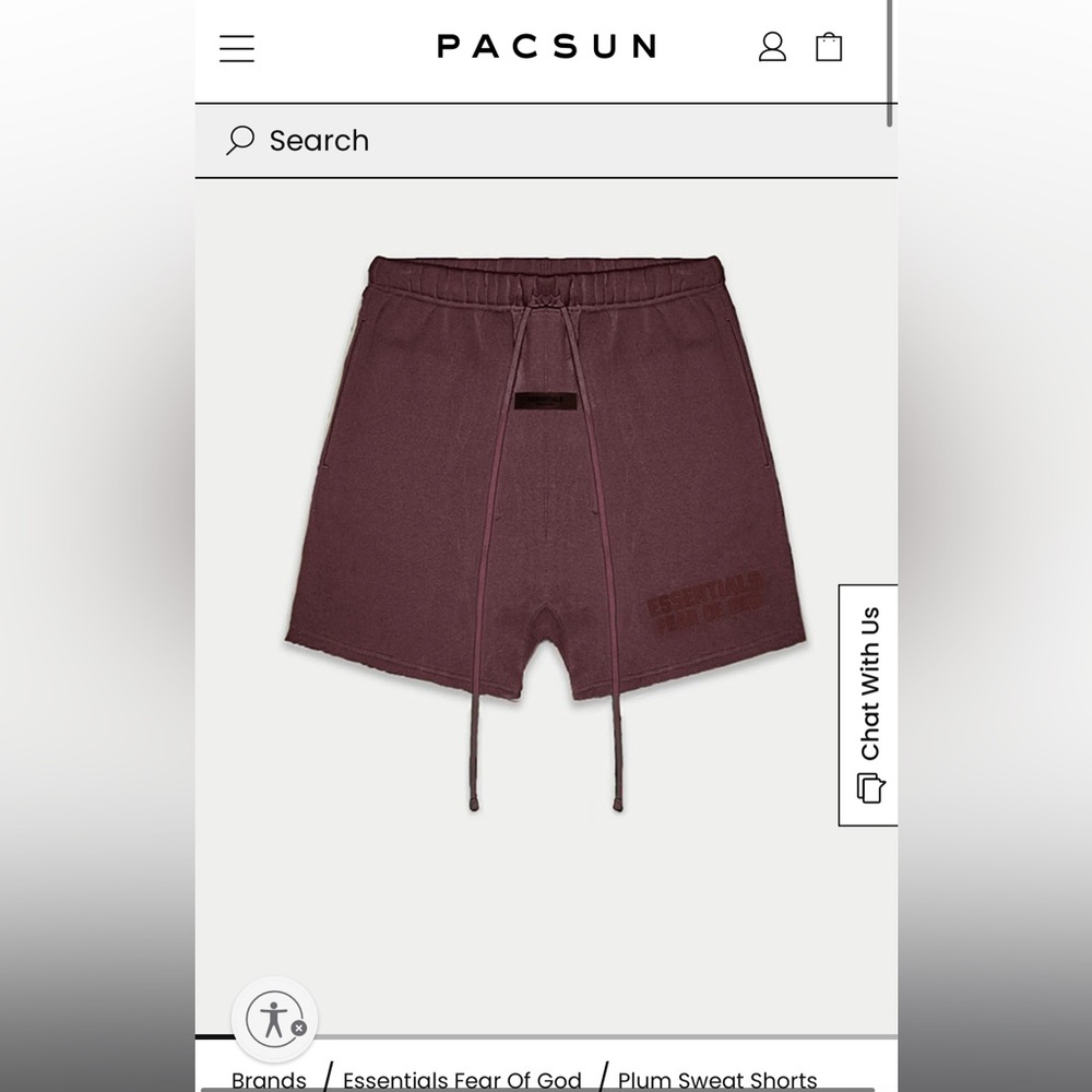 Fear of god essential sweat short in size XS